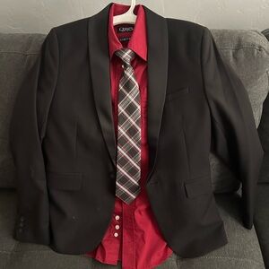 H &M Black Blazer with ChapsRed Shirt and Tie